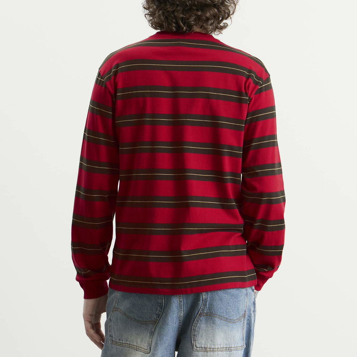 No Problemo Men's Striped LS T-Shirt in Red