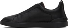 ZEGNA Black Triple Stitch Sneakers