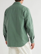 Mr P. - Garment-Dyed Ribbed Cotton Shirt - Blue