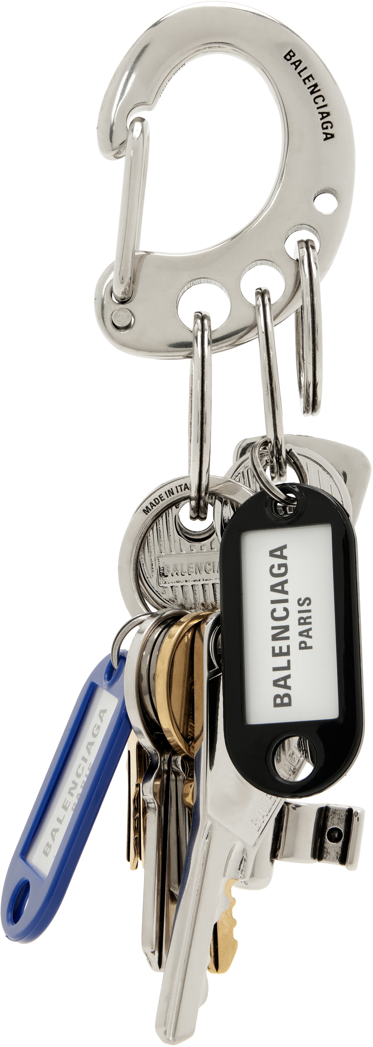 【BALENCIAGA】 Paris keychain Le City Eiffel leather bag charm in pink - Balenciaga