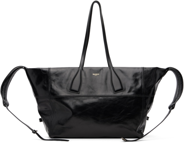 Photo: Balmain Black Track Zip Shiny Calfskin Tote