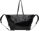 Balmain Black Track Zip Shiny Calfskin Tote