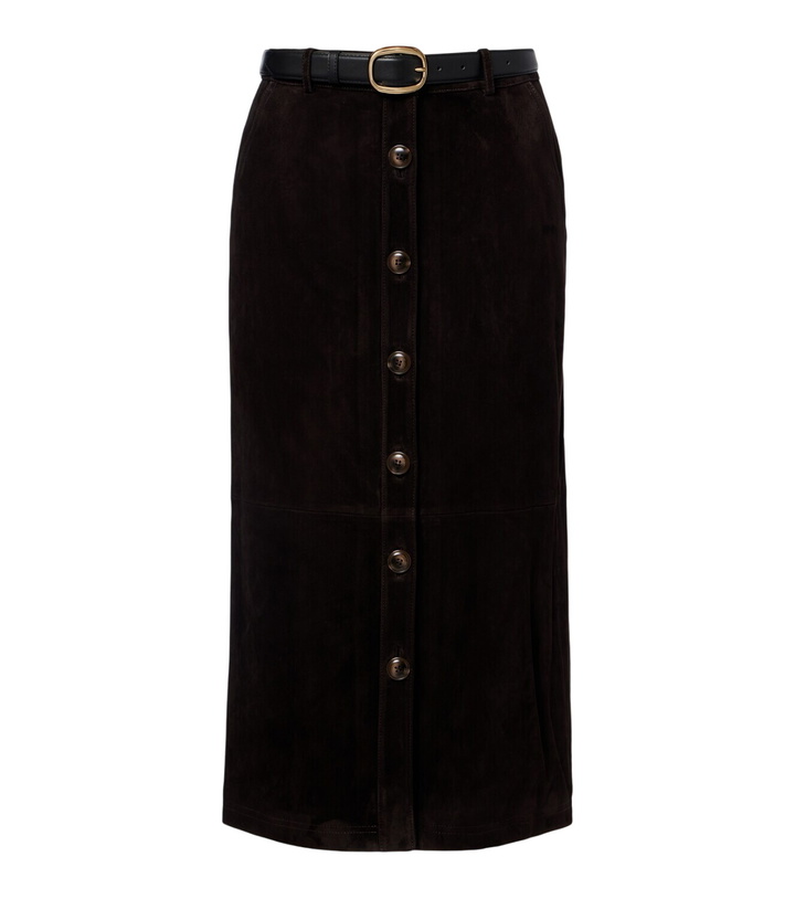 Photo: Self-Portrait Suede midi skirt