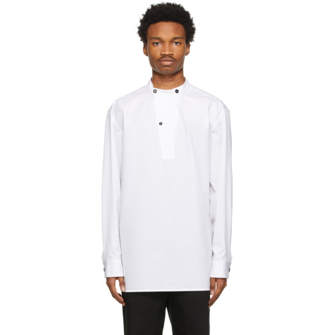 Photo: Jil Sander White Organic Cotton Band Collar Shirt