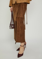 Nour Hammour Suede Wrap Midi Skirt Brown