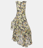 Loewe Floral asymmetric silk maxi dress