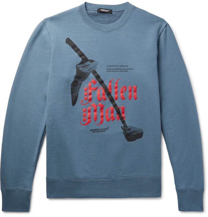 Photo: Undercover - Fallen Man Printed Loopback Cotton-Jersey Sweatshirt - Blue
