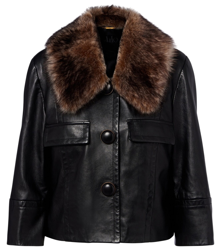 Photo: Chloé Shearling-trimmed leather jacket
