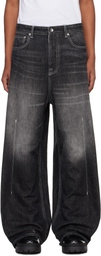 Karmuel Young Black Vacuum Washed Wide Leg Jeans