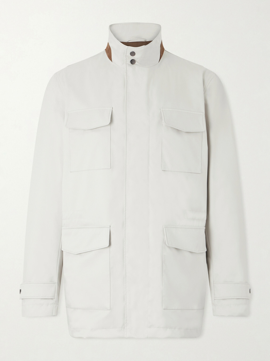 Kiton - Suede-Trimmed Shell Field Jacket - Neutrals