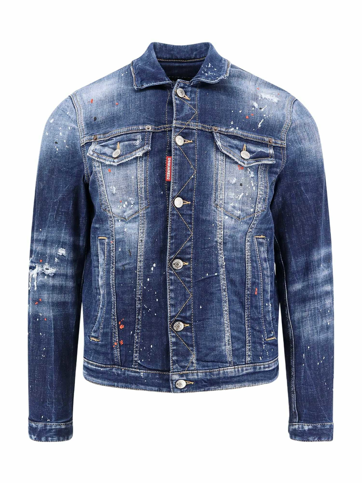 Dsquared2 Blue & Black Dropped Shoulder Denim Jacket Dsquared2
