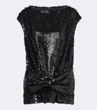 Simone Rocha Bow-detail sequined peplum top