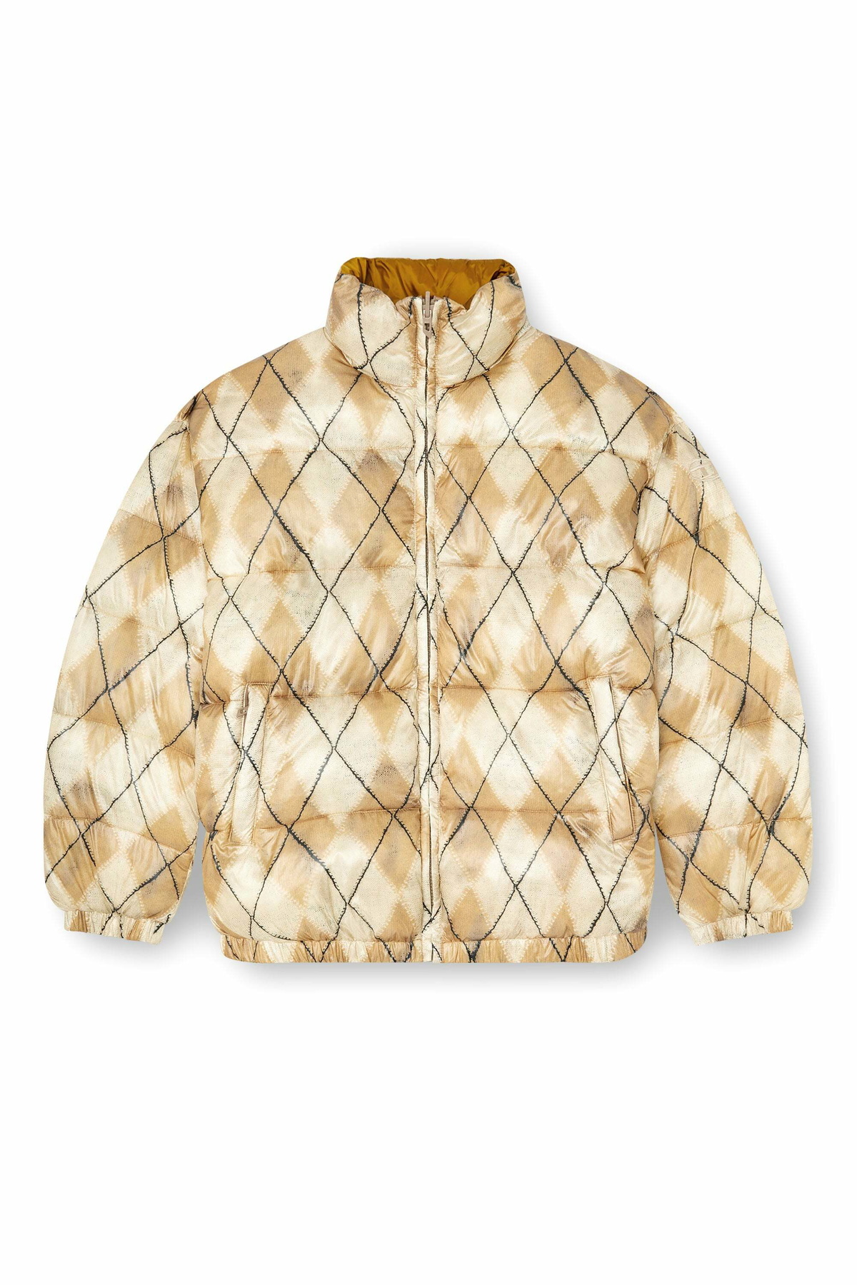 Diesel Reversible puffer jacket with argyle print - Winter Jackets Mens in Beige