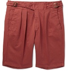 Rubinacci - Manny Pleated Stretch-Cotton Twill Shorts - Men - Red