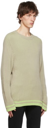 Tom Wood Off-White & Green Cotton Sweater