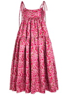 Sister Jane Primavera Floral-jacquard Cloqué Midi Dress Pink
