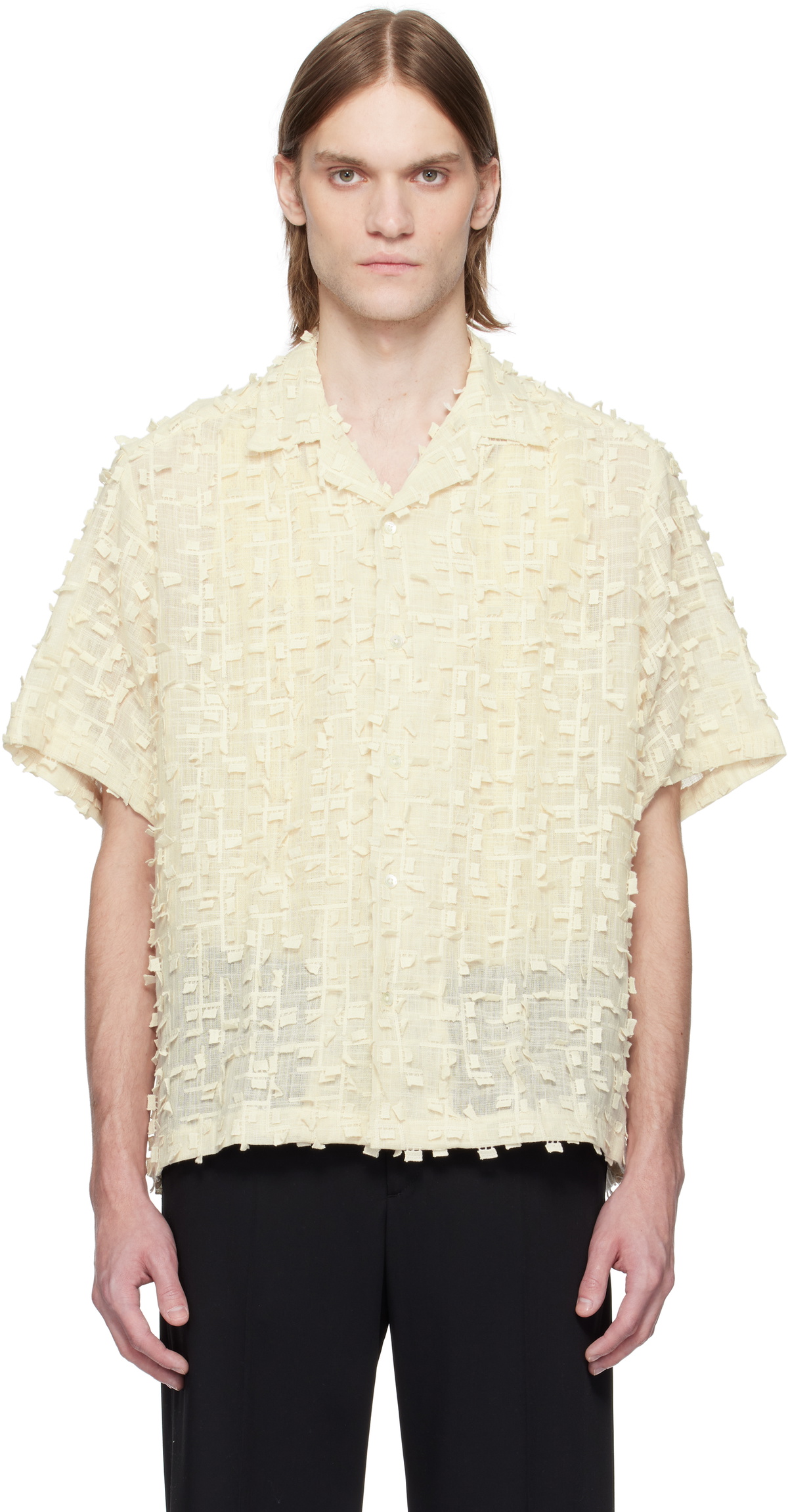 CMMN SWDN Beige Ted Embroidered Shirt CMMN SWDN