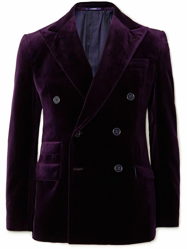 Photo: Ralph Lauren Purple label - Double-Breasted Cotton-Velvet Tuxedo Jacket - Purple