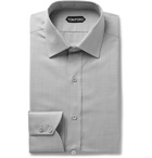 TOM FORD - Grey Slim-Fit Puppytooth Cotton-Poplin Shirt - Gray