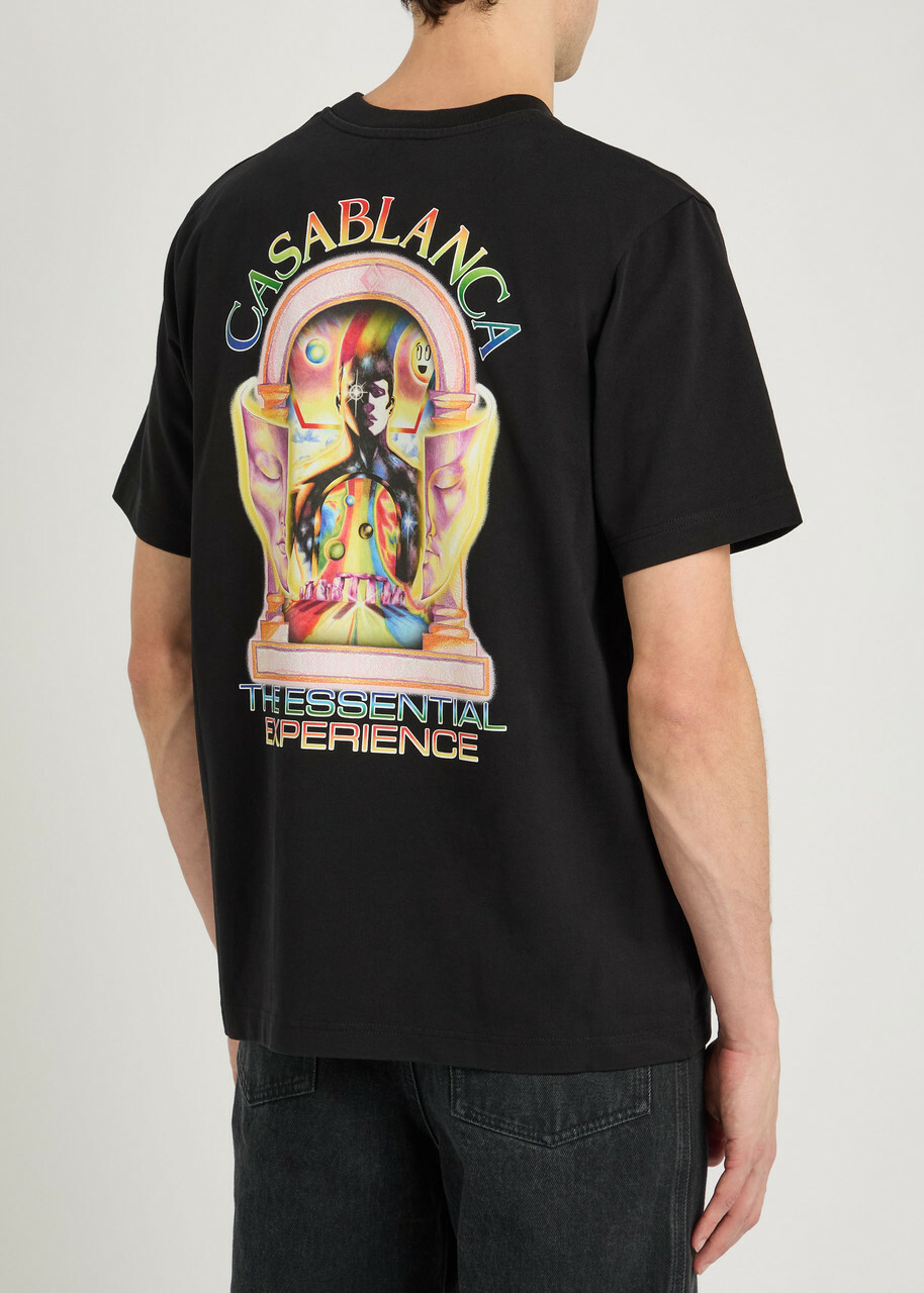 Casablanca Essential Experience Printed Cotton T-shirt Black
