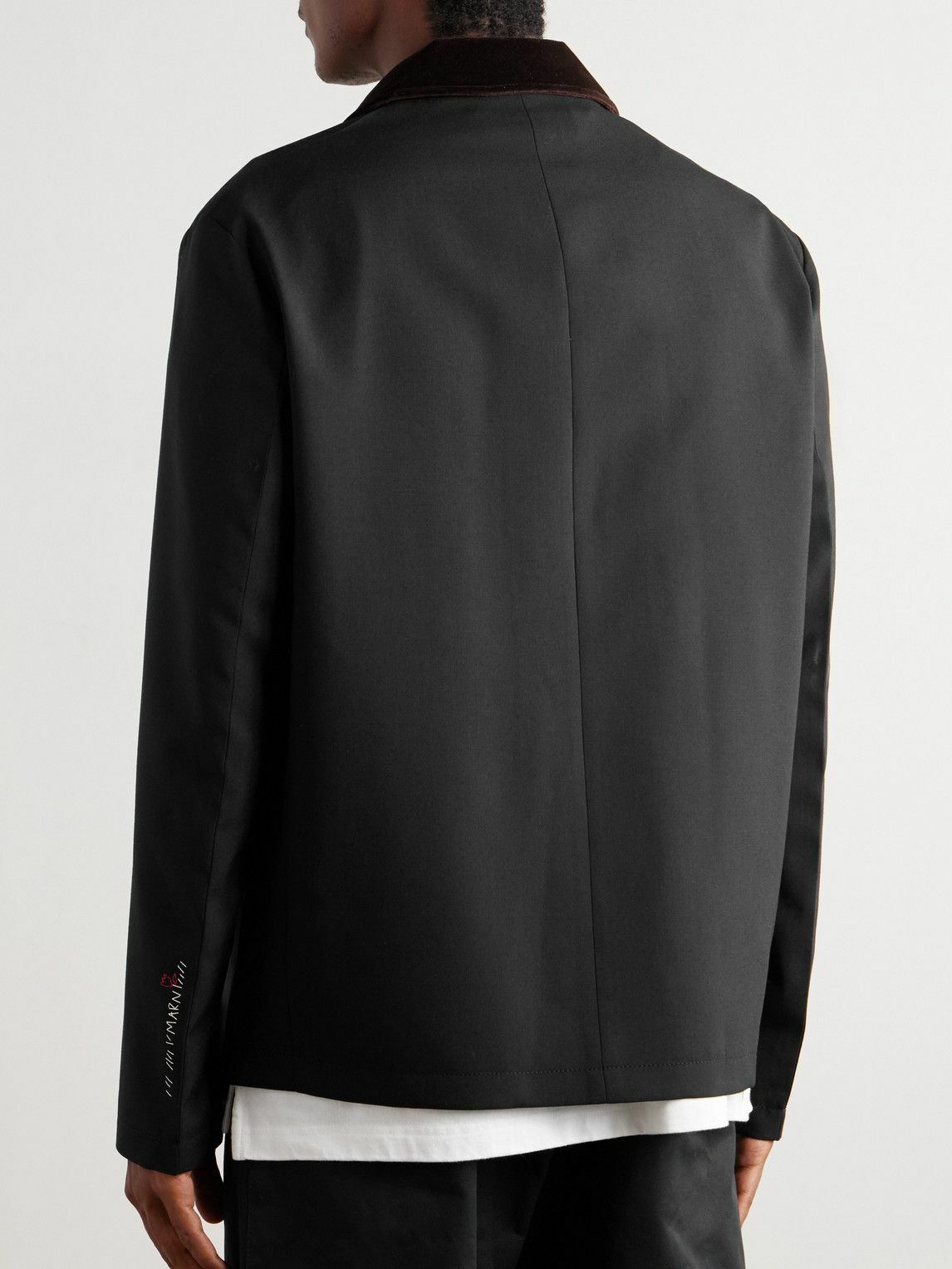 Marni - Cotton Velvet and Satin-Trimmed Grain de Poudre Wool Jacket - Black