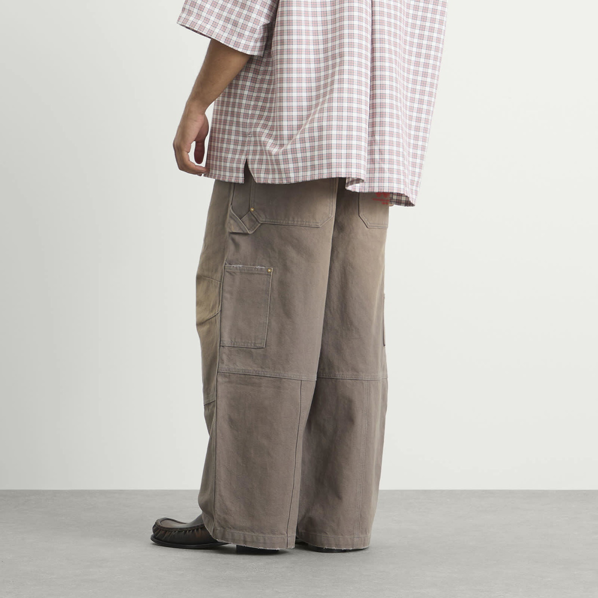 Willy Chavarria Men's Stockton Double Knee Pant in Concrete