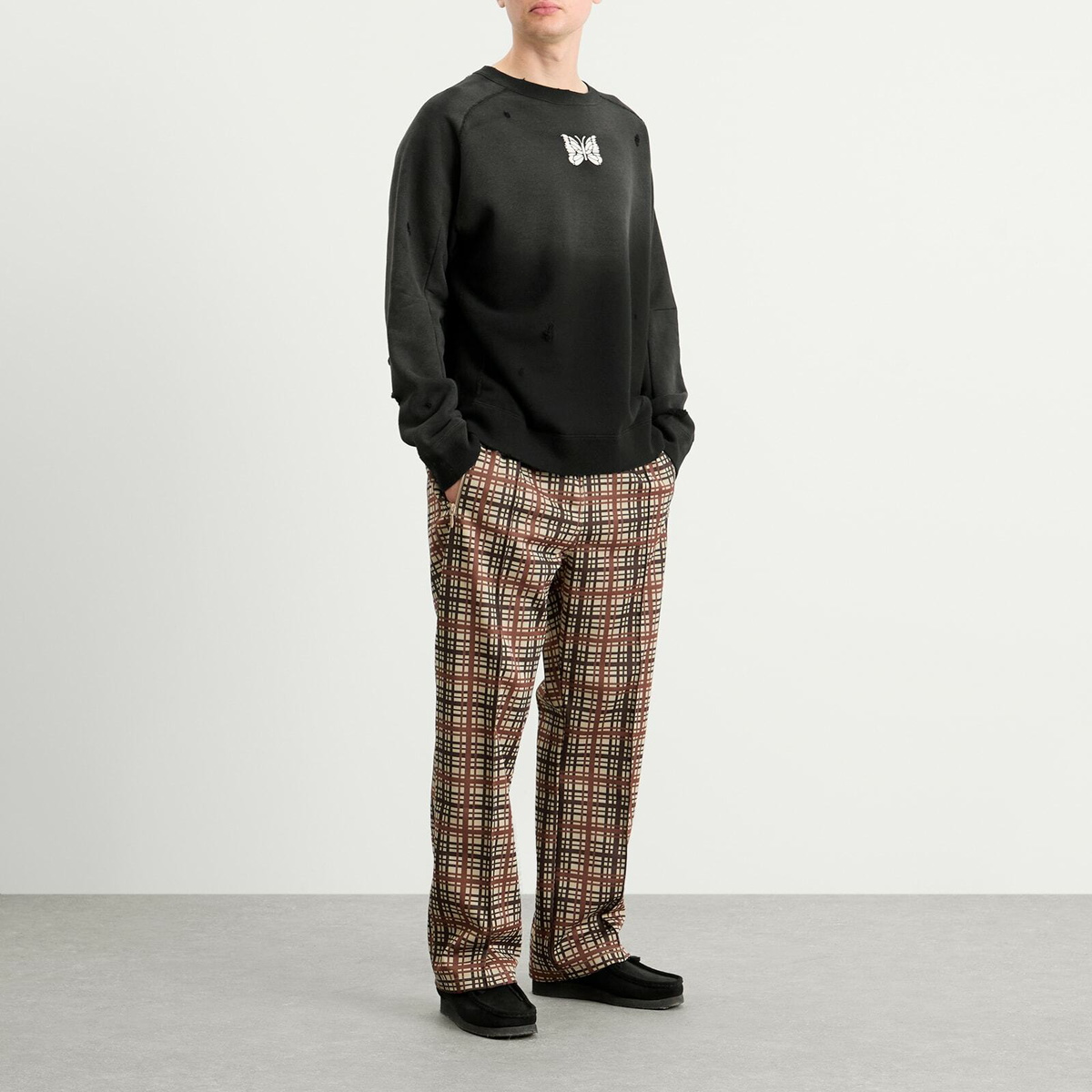 Needles Men's Deconstructed Crew Neck Sweatshirt in Black