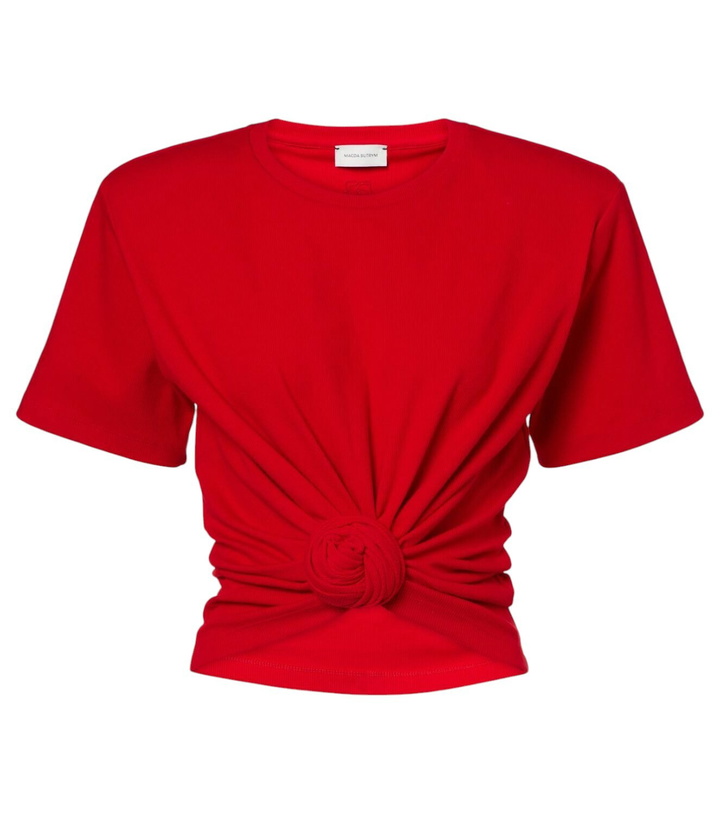 Photo: Magda Butrym Knotted cropped cotton-blend jersey T-shirt