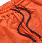 Brunello Cucinelli - Colour-Block Nylon and Mélange Cotton-Blend Jersey Drawstring Shorts - Orange