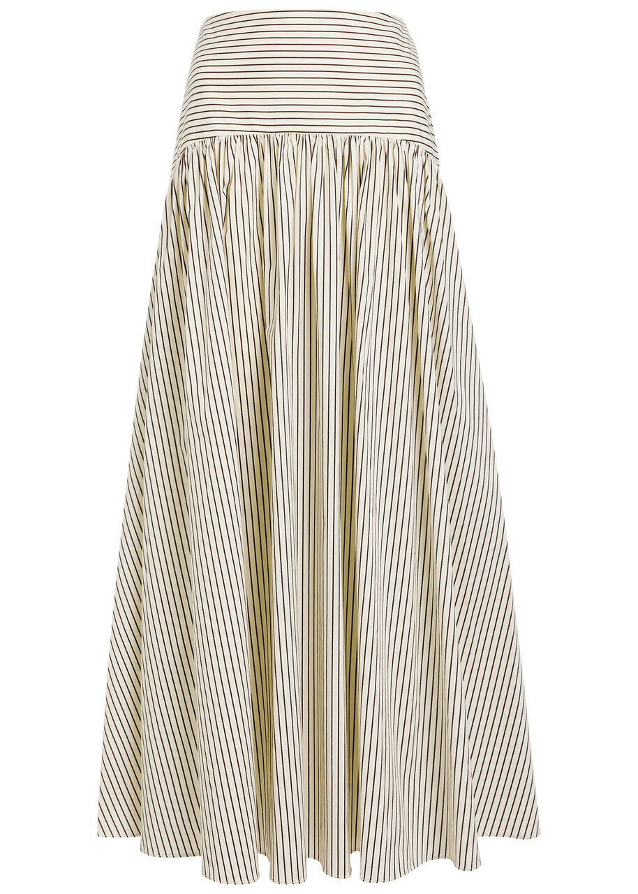 Staud Procida Striped Stretch-cotton Skirt White