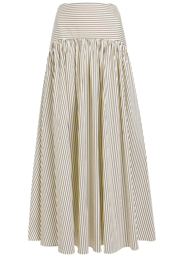 Photo: Staud Procida Striped Stretch-cotton Skirt White