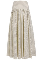 Staud Procida Striped Stretch-cotton Skirt White