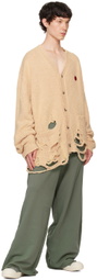 doublet Beige Zombie Silhouette Knit Cardigan
