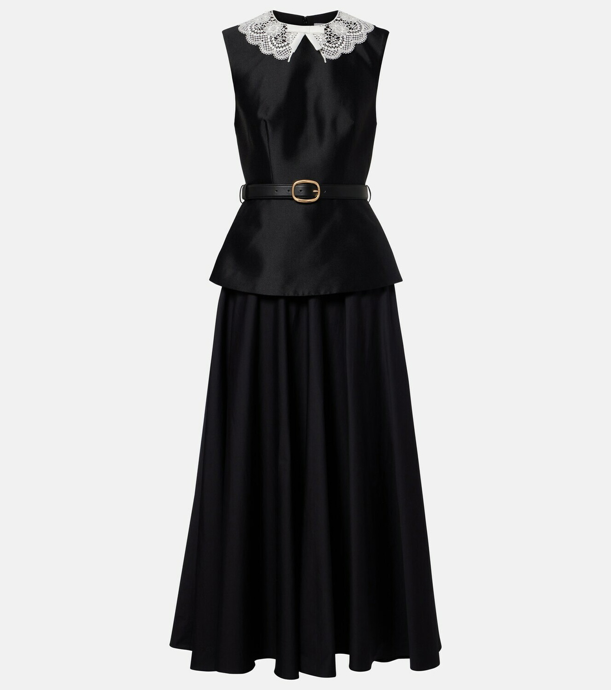 Self-Portrait Belted peplum taffeta midi dress