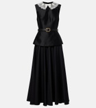 Self-Portrait Belted peplum taffeta midi dress