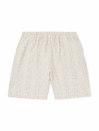 Richard James - Straight-Leg Embroidered Cotton and Linen-Blend Shorts - Neutrals