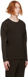 Homme Plissé Issey Miyake Brown Color Pleats Long Sleeve T-Shirt