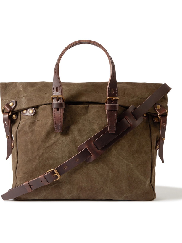 Photo: BLEU DE CHAUFFE - Leather-Trimmed Cotton-Canvas Messenger Bag