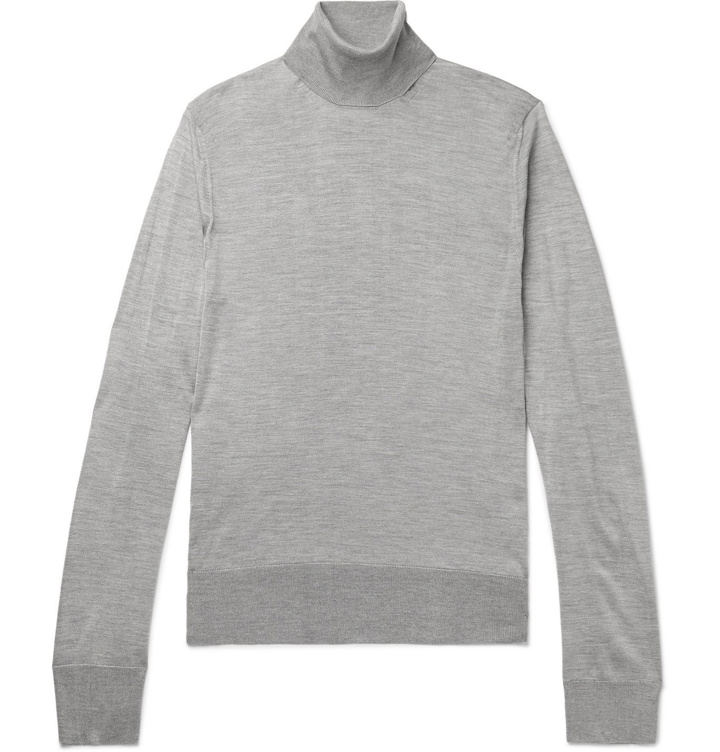 Photo: TOM FORD - Slim-Fit Cashmere and Silk-Blend Rollneck Sweater - Gray