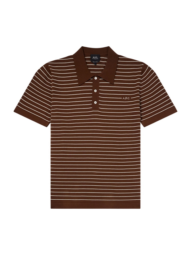 Photo: A.P.C. - Tristan Logo-Embroidered Striped Cotton Polo Shirt - Brown