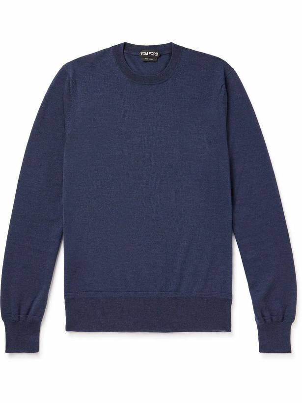 Photo: TOM FORD - Slim-Fit Cashmere and Silk-Blend Sweater - Blue