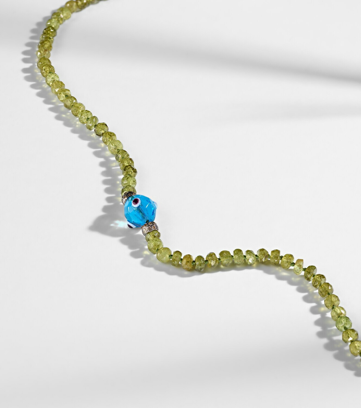 Ileana Makri 9kt white gold (375/1000) and sterling silver (925) beaded necklace with garnets and diamonds