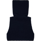 Moncler Navy Wool & Cashmere Zip-Up Cape Collar