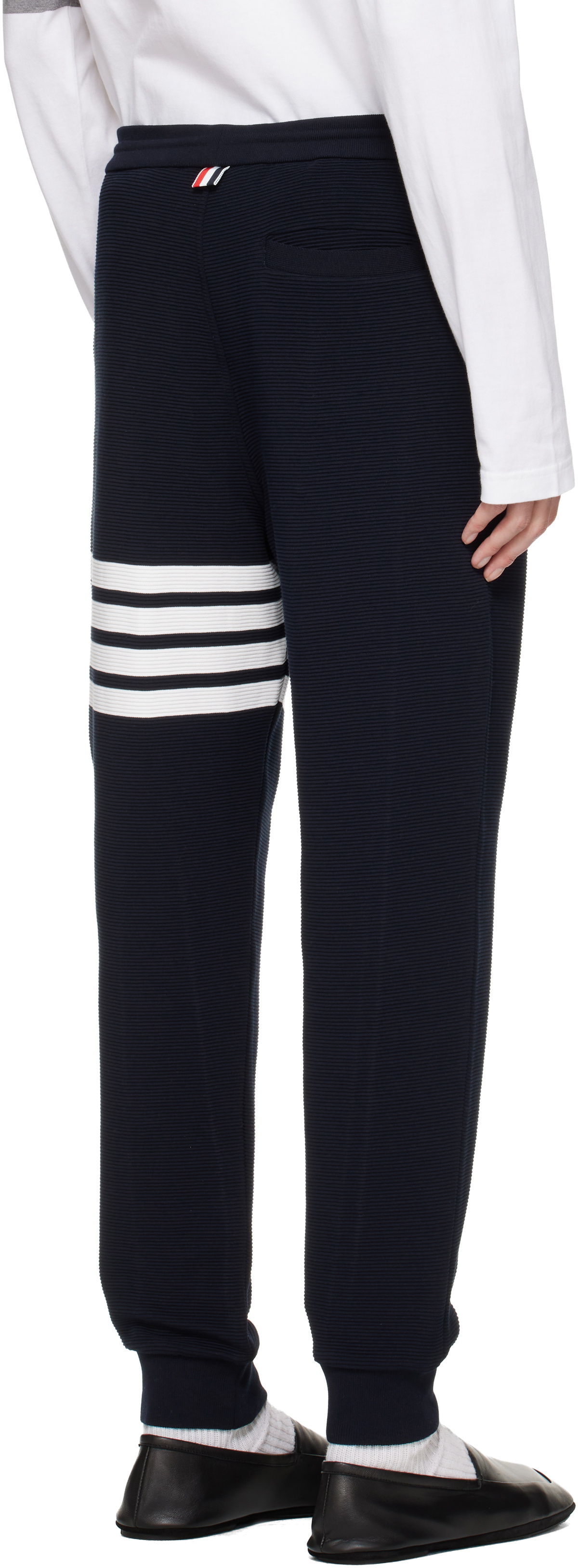 Thom Browne Navy 4-Bar Ottoman Sweatpants