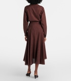 Loro Piana Petra pleated wool, silk, and linen midi skirt