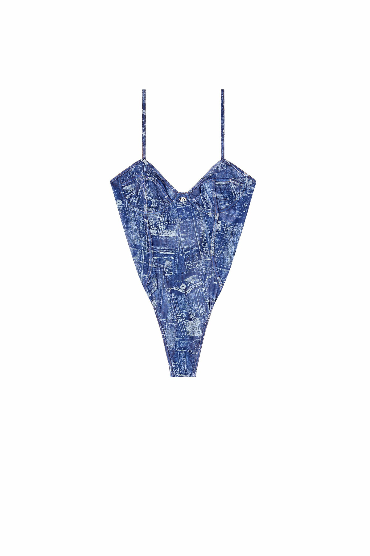 Diesel Denim-effect mesh bodysuit - Bodysuits Womens in Blue