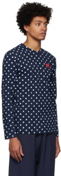 COMME des GARÇONS PLAY Navy Polka Dot Heart Patch T-Shirt