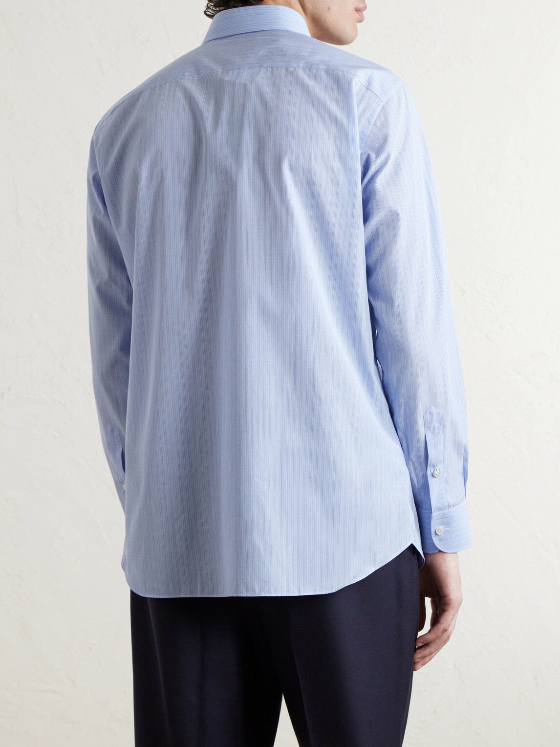 Brioni - Striped Cotton-Poplin Shirt - Blue