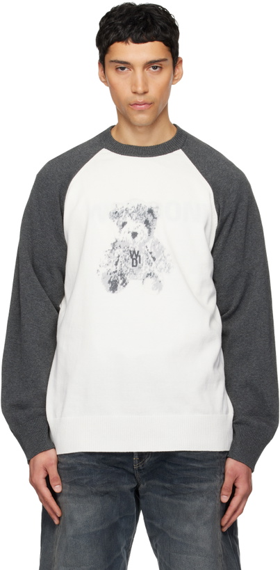 Photo: We11done White & Gray Teddy Raglan Sweater