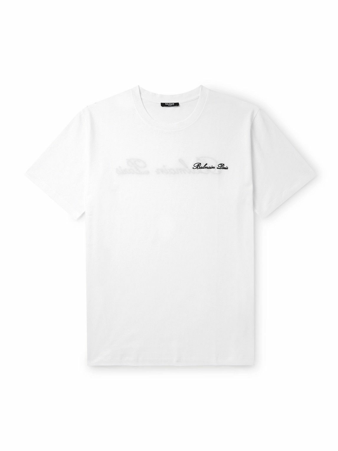 Balmain - Logo-Embroidered Cotton-Jersey T-Shirt - White Balmain